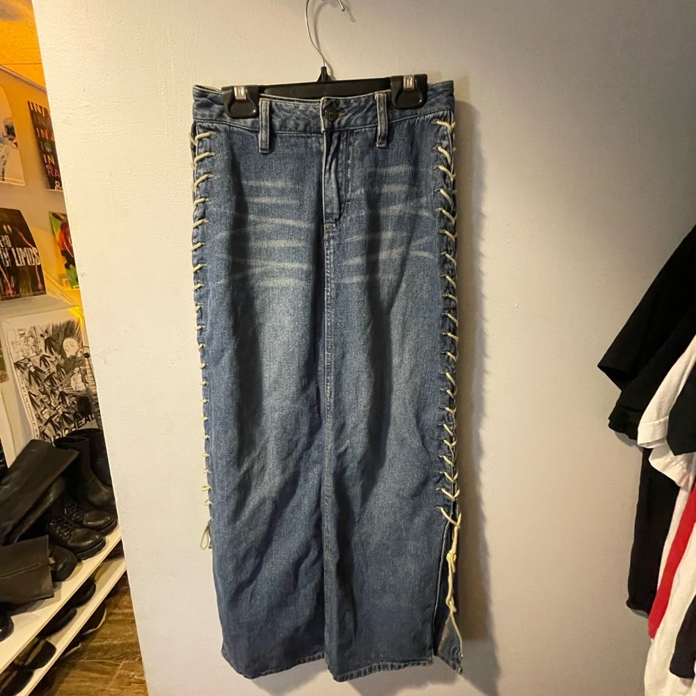 Denim maxi skirt